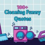 100+ cleaning funny quotes with cleaning tools illustration