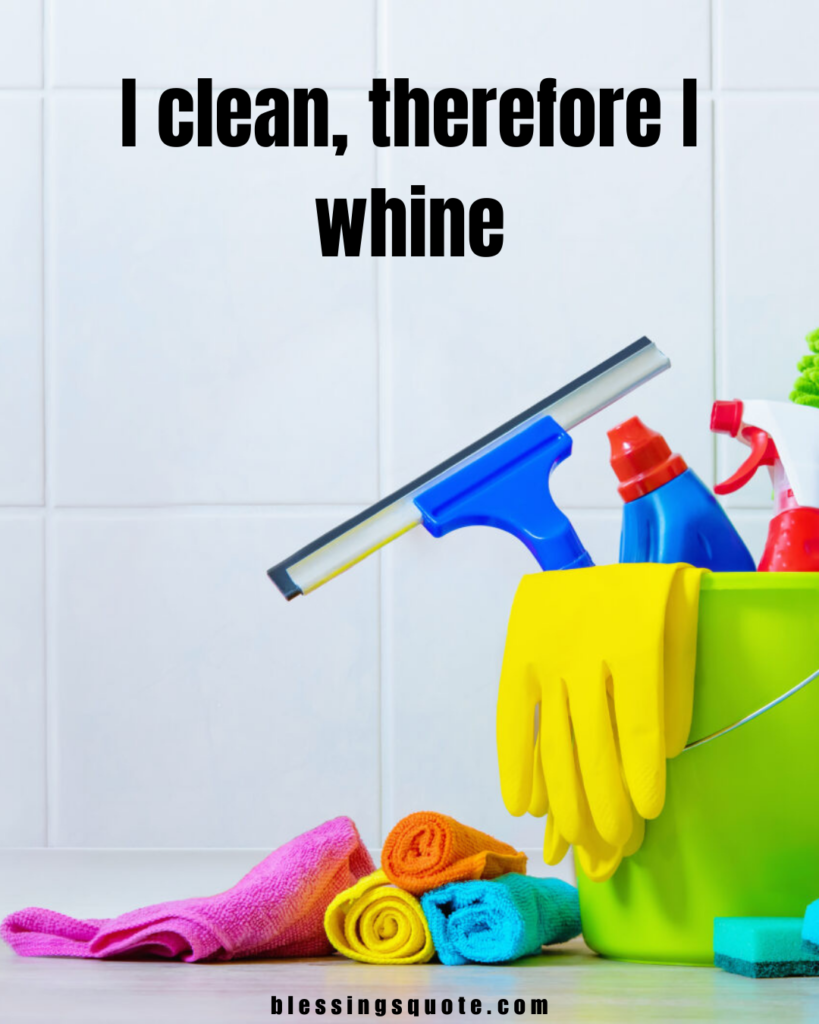 funny cleaning quote I clean therefore I whine with cleaning supplies