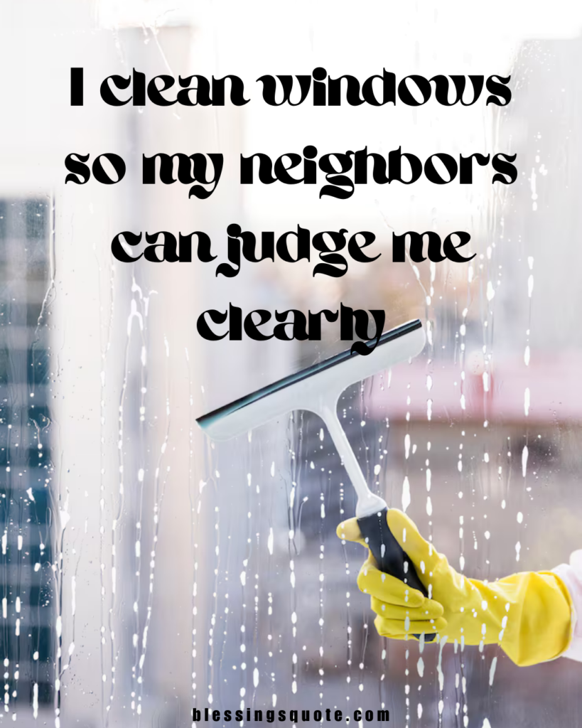 funny cleaning quote about window cleaning with squeegee